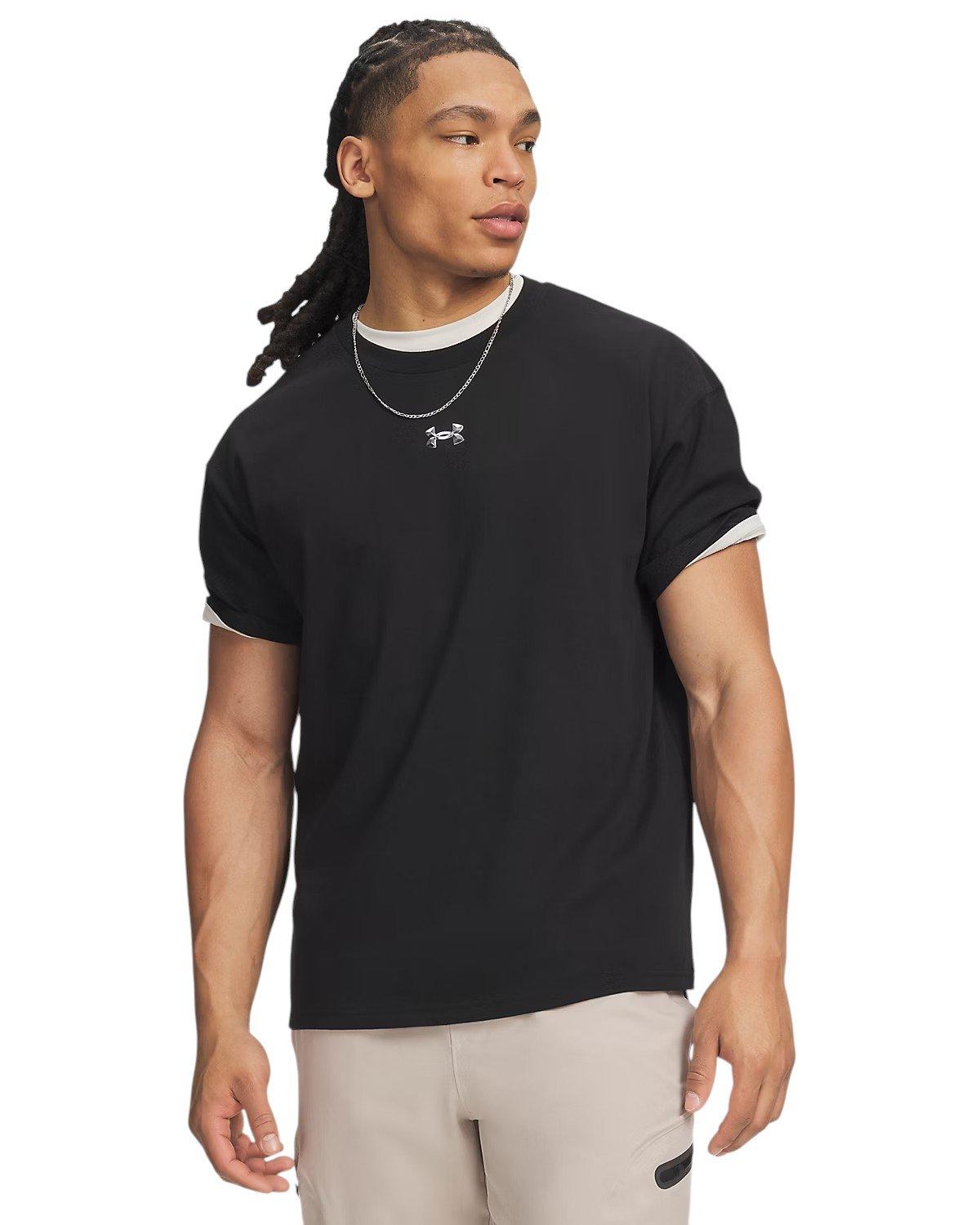 Under Armour Men's Heavyweight Metal Logo Short-Sleeve Shirt - Black/Silver - BLACK/SILVER